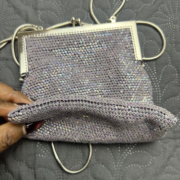 VALERIE STEVENS Lavender Beaded Evening Bag/Clutch w/Silver Metal Chain Strap - Picture 10 of 10